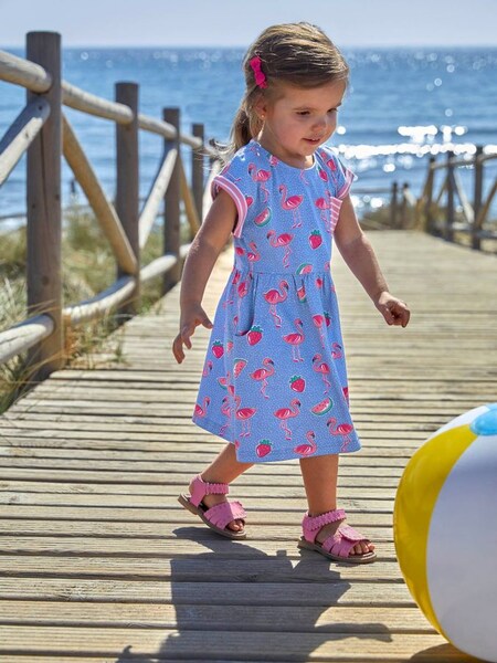 Flamingo Print Drop Shoulder Dress in Cornflower (426323) | £11