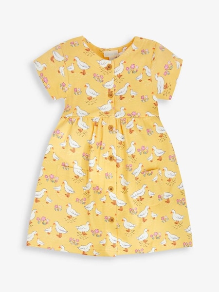 Duck Print With Pet In Pocket Button Through Dress in Yellow (426866) | £15