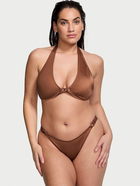 Caramel Brown Halter Swim Chain Bikini Top (437616) | £43