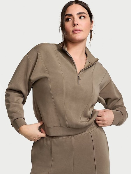 Terra Olive Green Modal Half Zip Sweatshirt (437744) | £45