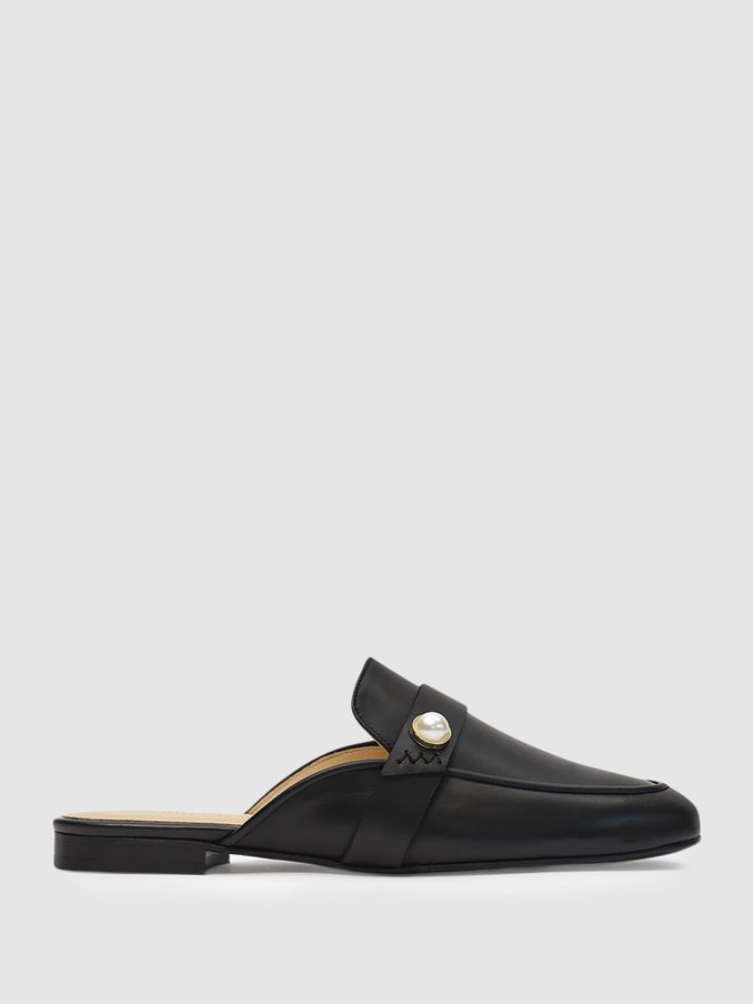 Plain outlet black mules