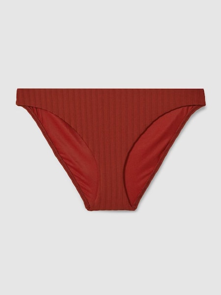 Calvin Klein Underwear Ribbed Bikini Bottoms in Dark Magma Red (439537) | £50