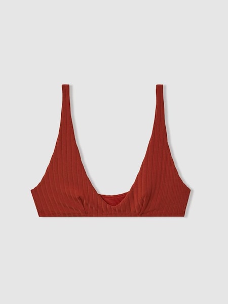 Calvin Klein Underwear Ribbed Bikini Top in Dark Magma Red (439781) | £60