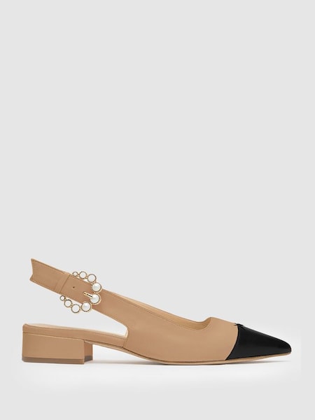 Camilla Elphick Slingback Flats in Taupe/Black (440088) | £270