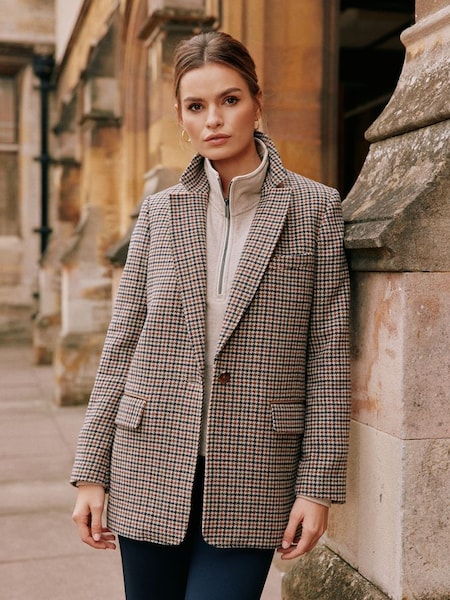 Hackmore Brown Tweed Oversized Wool Blend Blazer (444918) | £149