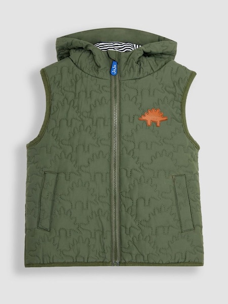 Dinosaur Quilted Puffer Gilet in Khaki (448840) | £28