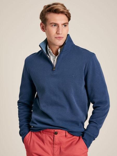 Alistair Blue Quarter Zip Cotton Sweatshirt (449081) | £49.95