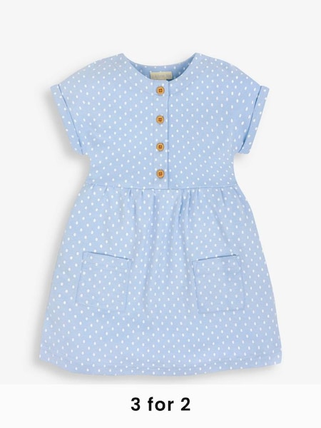 Spot Button Front Dress in Blue (449141) | £19