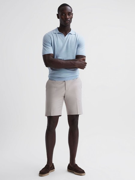 Cotton Blend Chino Shorts in Stone (449604) | £50