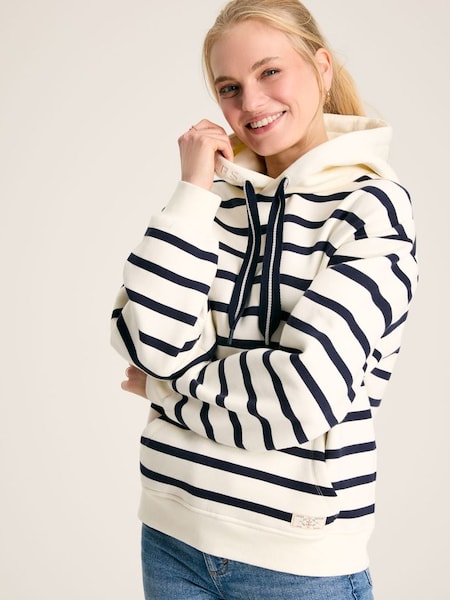 Milbourne Navy & White Striped Embroidered Hoodie (459636) | £59.95