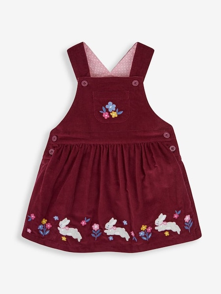 Girls' Bunny Appliqué Cord Pinafore Dress in Berry (483156) | £26.50