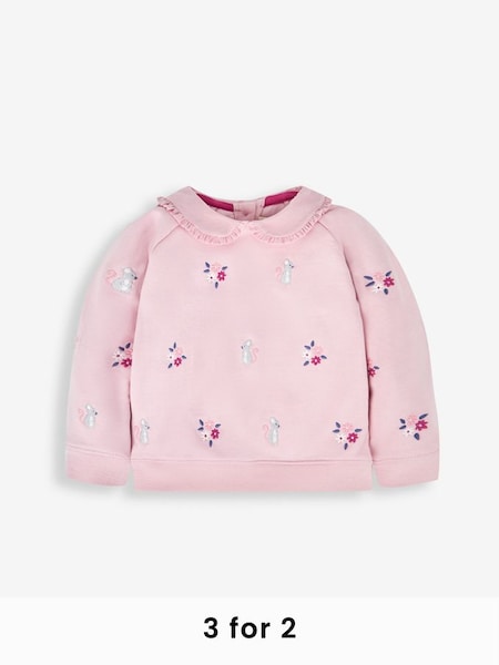 Embroidered Sweatshirt With Collar in Pink (488853) | £24