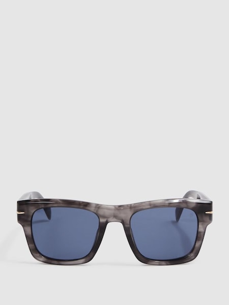 Eyewear by David Beckham Squared Mottled Sunglasses in Grey (506036) | £185