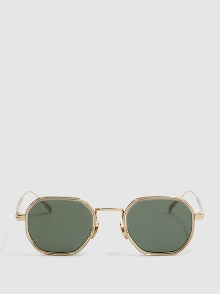 Eyewear by David Beckham Hexagonal Sunglasses in Gold (512744) | £239