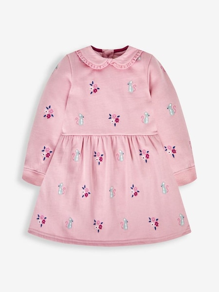 Pink Mouse Girls' Embroidered Sweat Dress With Collar (519399) | £16