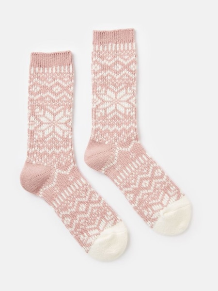 Cosy Pink Fair Isle Socks (521642) | £7
