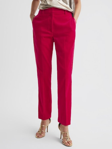 Velvet Tapered Suit Trousers in Pink (525641) | £78