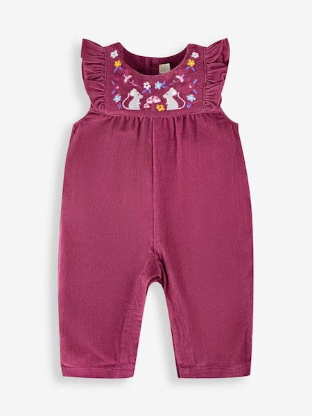 Rose Girls' Mouse Embroidered Cord Dungarees (526063) | £26