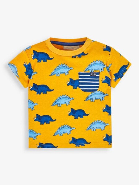 Dino Print Pocket T-Shirt in Mustard (531934) | £9