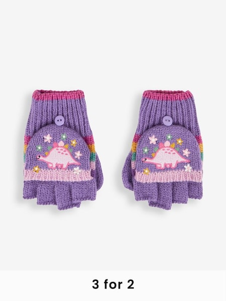 Lilac Girls' Pretty Dinosaur Striped Gloves (532412) | £15.50