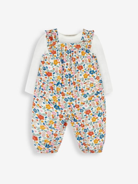 Cream Girls' Mole Floral Cord Dungarees & Top Set (533027) | £29.50