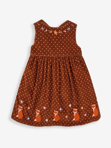 Toffee Brown Fox Girls' Appliqué Cord Dress (533655) | £26.50