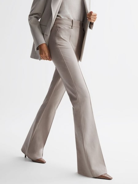 Petite Flared High Rise Trousers in Neutral (539182) | £68