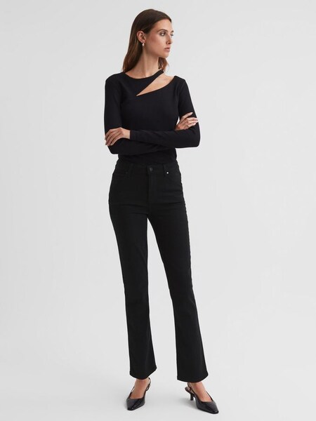 Paige High Rise Cropped Jeans in Black Shadow (539702) | £118