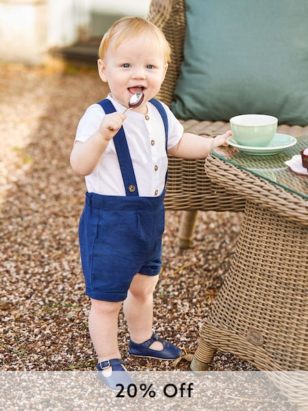 Navy 2-Piece Baby Grandad Shirt & Shorts Set (540014) | £28