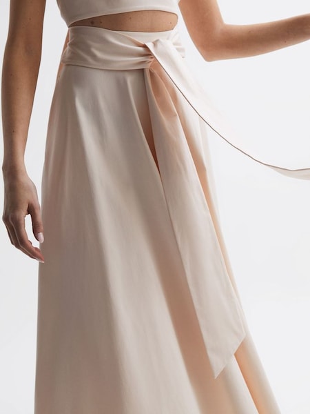 Fitted High Rise Midi Skirt in Nude (540986) | £140