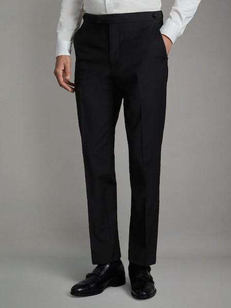 Modern Fit Wool Blend Trousers in Black (546496) | £118