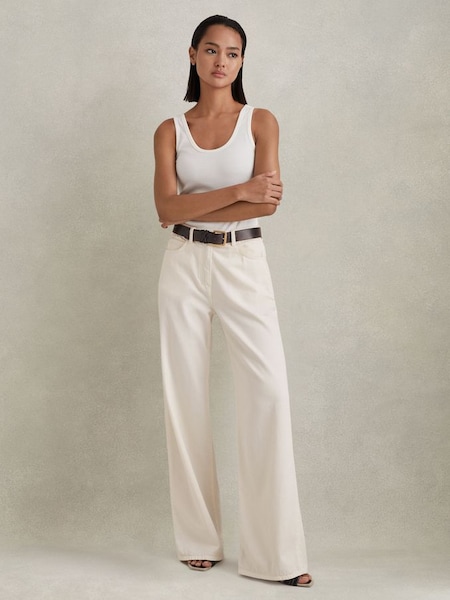 Garment Dyed Wide Leg Trousers in Cream (547775) | £138