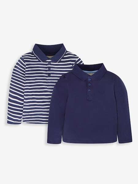 Navy Ecru Stripe 2-Pack Polo Shirts (547836) | £22