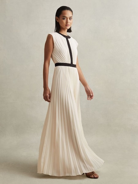 Pleated Maxi Dress in White (548757) | £278