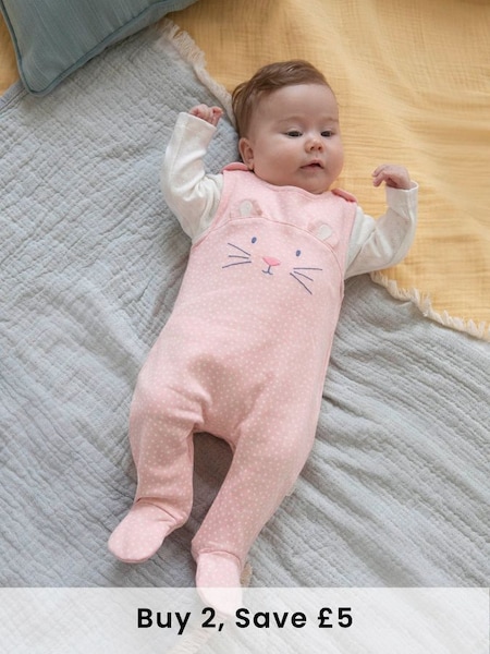 2-Piece Mouse Dungaree Set in Pink (549191) | £28