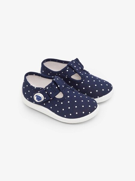 Navy White Dot Girls' Canvas Summer Shoes (550209) | £10