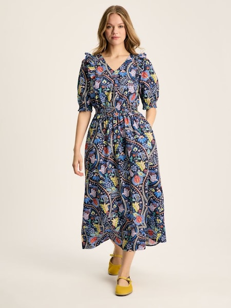 Rosalie Blue V-Neck Frill Dress (550804) | £79.95