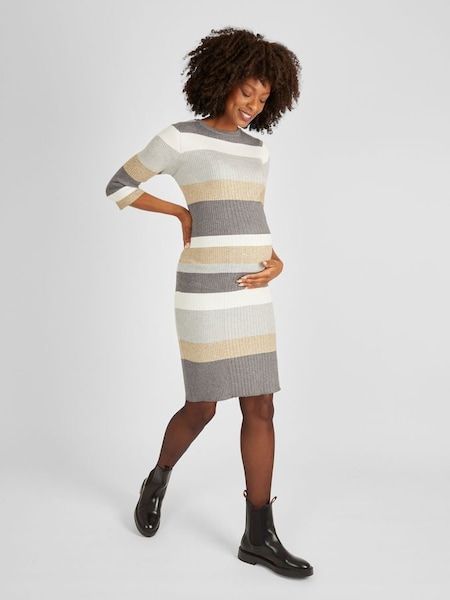 Grey Stripe Knitted Tube Maternity Dress (551907) | £45.50