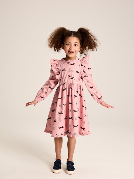 Florence Pink Horse Print Long Sleeve Frilled Dress (552440) | £36.95 - £39.95