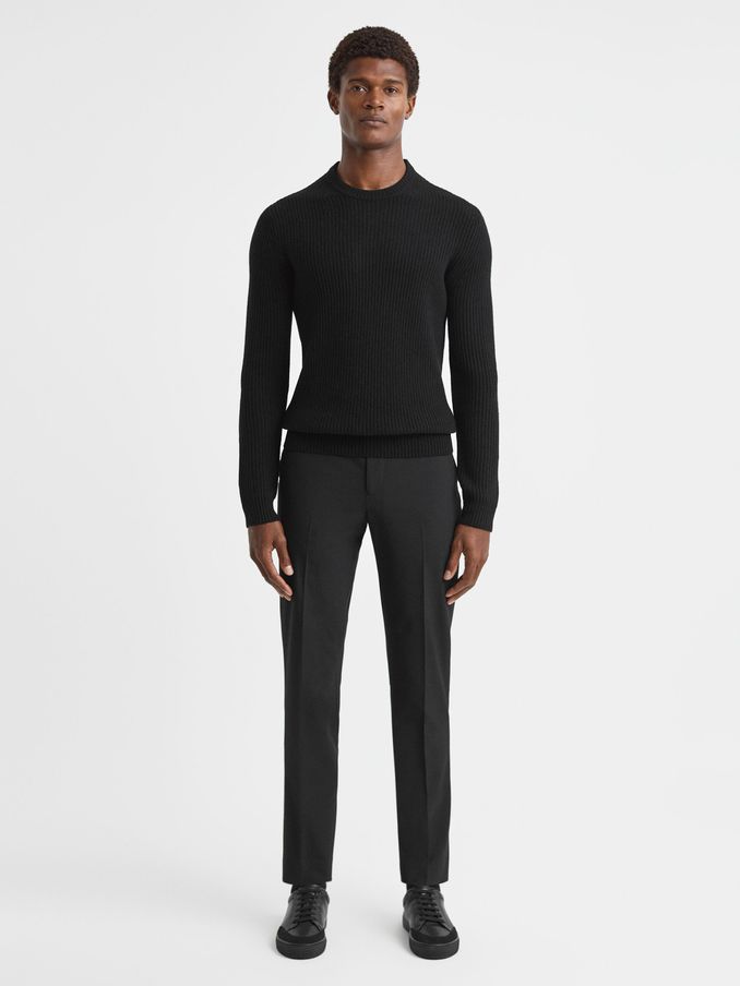 Buy Men s Black Cashmere Atelier Crew Neck Online Reiss UK