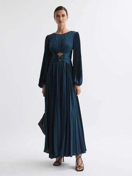 Acler Pleated Blouson Sleeve Midi Dress in Sea Blue (555743) | £455