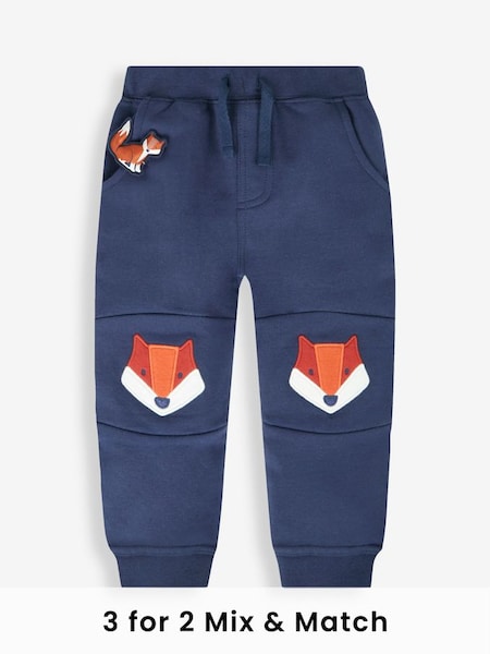 Navy Blue Fox Appliqué Knee Joggers With Pet In Pocket (558473) | £20