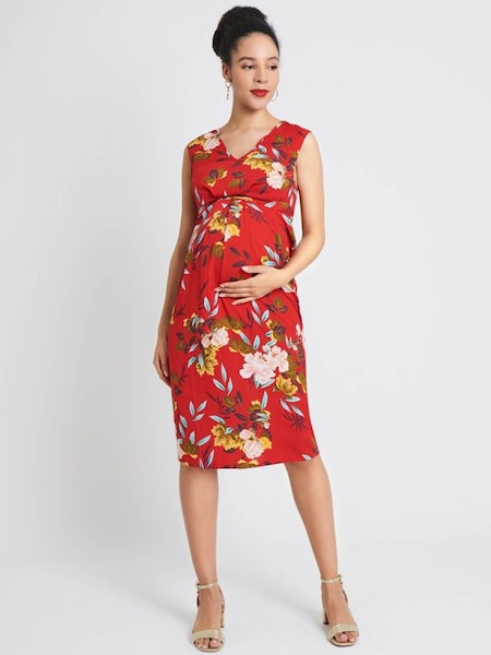 Red Oriental Print Maternity & Nursing Dress (559321) | £59