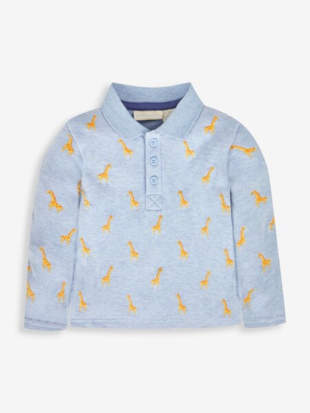 Blue Boys' Giraffe Embroidered Polo Shirt (560700) | £17