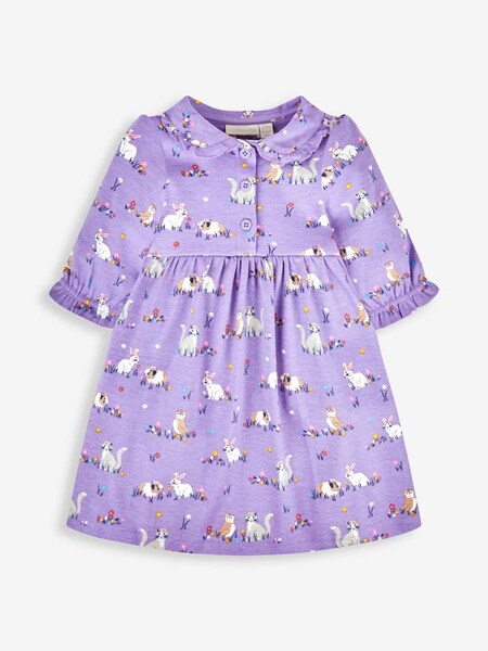 Lilac Girls' Animal Friends Button Front Dress With Collar (560966) | £23.50