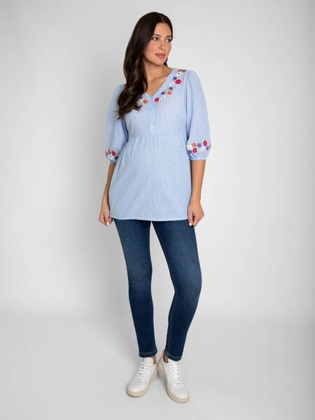 Blue Stripe Embroidered Maternity Shirt (563404) | £14