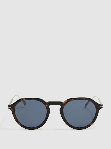 Eyewear by David Beckham Rounded Sunglasses in Tortoise (565923) | £210