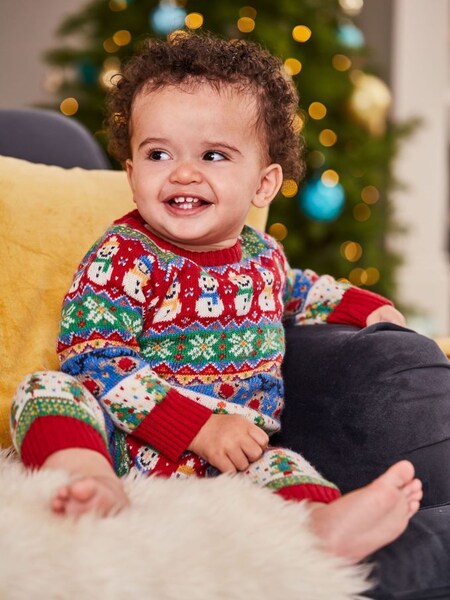 Christmas Fair Isle Knitted Baby All-in-One in Multi (566620) | £26