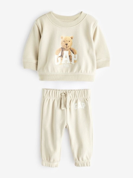 Beige Cotton Brannan Bear Crew Neck Baby Sweater and Jogger Set (Newborn-24mths) (567135) | £35