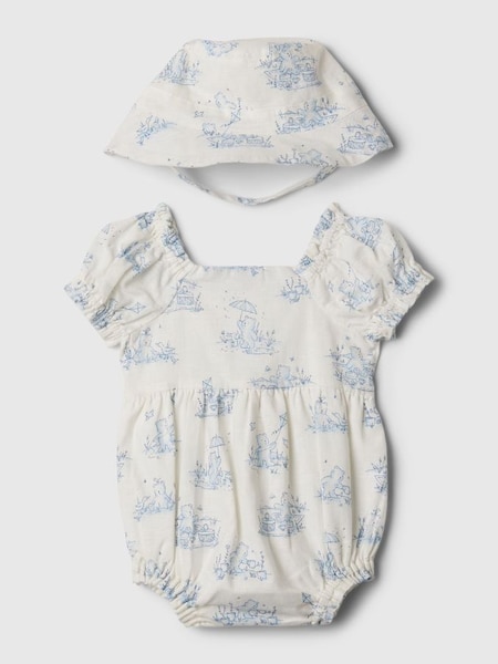White Brannan Bear Baby Print Puff Sleeve Outfit Set (Newborn-24mths) (567446) | £30